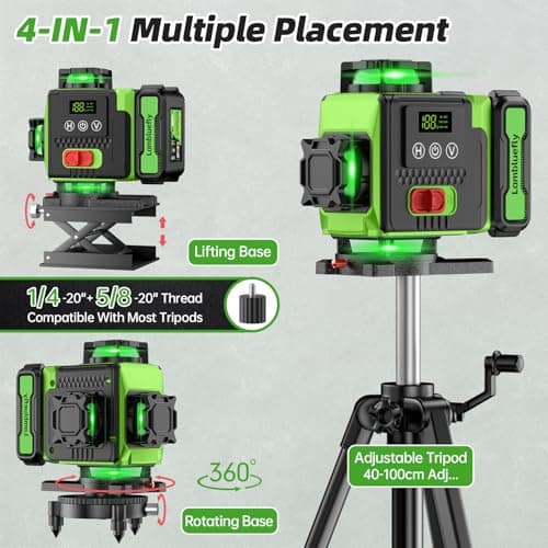 Niveau Laser Niveautech 4D 16 Lignes 360° Chantier Batterie 5000mAh Affichage LED App Télécommande Étanche IP54
