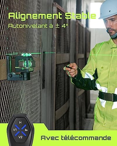 LasGoo Niveau Laser Auto-Nivelant 360°x3 - Batteries Rechargeables - Idéal pour la Construction et les Professionnels -