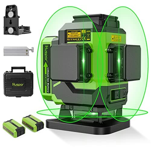 Niveau Laser Huepar 4x360 Auto-nivelant Lazer Vert avec Mode Impulsion et 2 Batteries Li-ion — Ls03dg