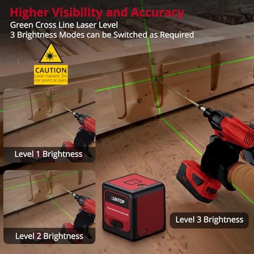 XUNTOP Traceur Laser Rechargeable Outil de Marquage ±1.5mmIP54 USB-C Ouvrier Bricolage