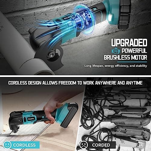 Ecarke Outil multifonction Makita 18 V Li-Ion, 6 vitesses réglables, moteur sans balais, parfait pour travaux de bricola