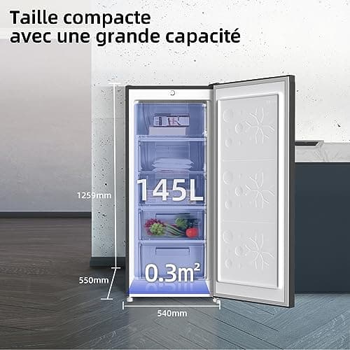 CHiQ Congélateur armoire 145L rapide, silencieux et thermométrique, adapté aux foyers urbains, haute efficacité énergéti