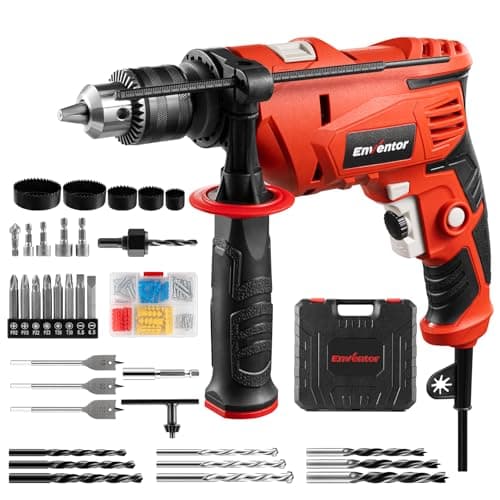 ENVENTOR Perceuse à percussion Filaire 900W pour Béton, Métal et Bois - Fonction 2 en 1 0-3000 tr/min - 36 Accessoires i