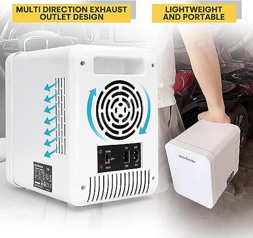 Enventor Mini Frigo Portable pour Voyage et Camping, Refroidisseur et Chauffeur de Boissons, 4 Litres, Blanc