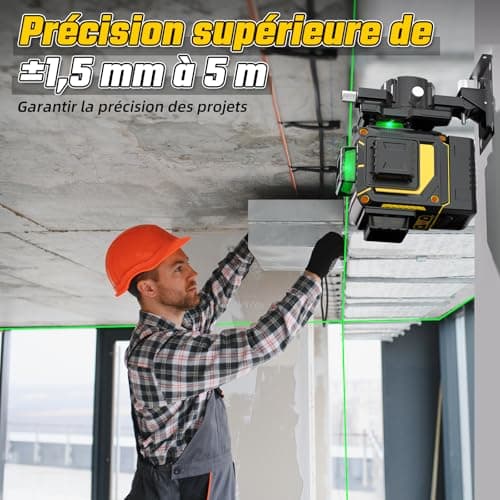 Lazer Niveaux 4D 16 Lignes Laser Autonivelant 360°, Batterie 4800mah, Nivellement Automatique Télécommande