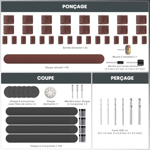 Enventor Coffret de 361 Accessoires d'Outils Rotatifs Universels, Kit d'Outils Rotatifs pour Bricolage et Sculpture, Idé