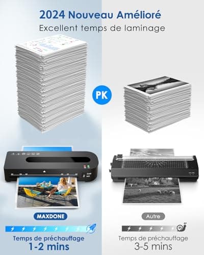 Plastifieuse A4 4 en 1 30 Feuilles Réchauffement Rapide Ensemble Chaud Froid Coupe-papier Arrondisseur Angle