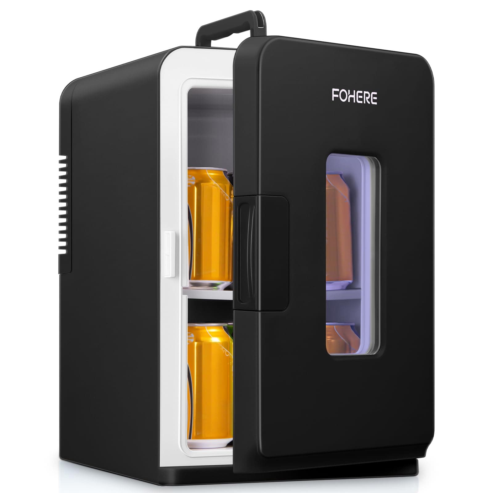 FOHERE Mini Frigo 240V/12V, Petit Frigo Portable Silence, Chaud et Froid Cosmétique Noir