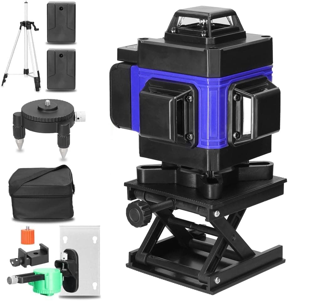 Laser à lignes croisées Hancaner autonivelant 25m, trépied 1,5m, 4 x 360°, 16 lignes, 2 batteries 2400 mAh, fixation mur