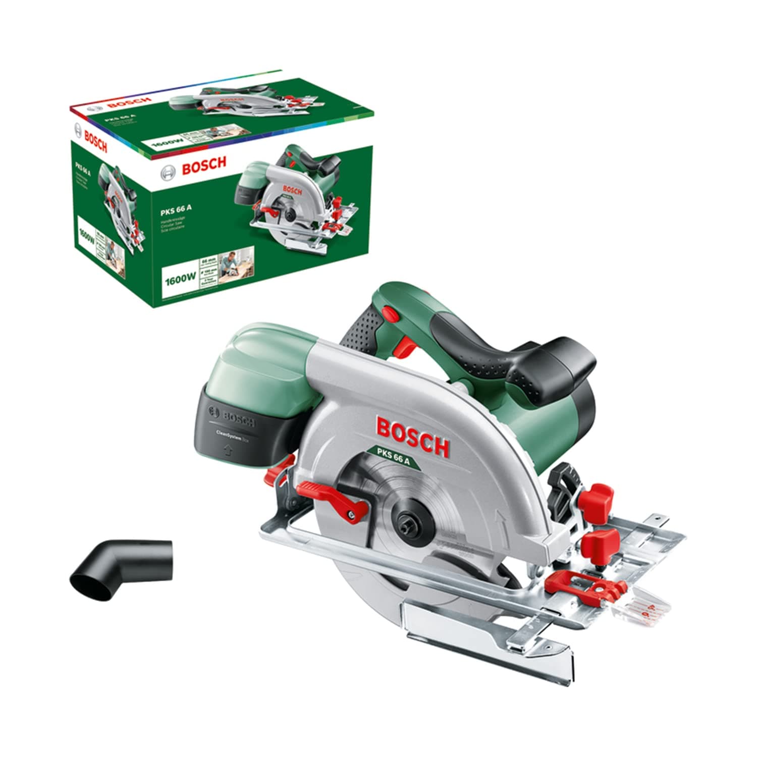 Bosch Scie circulaire PKS 66 A pour professionnels : tronçonneuse bois puissante 1600W, profondeur de coupe 66mm, parfai
