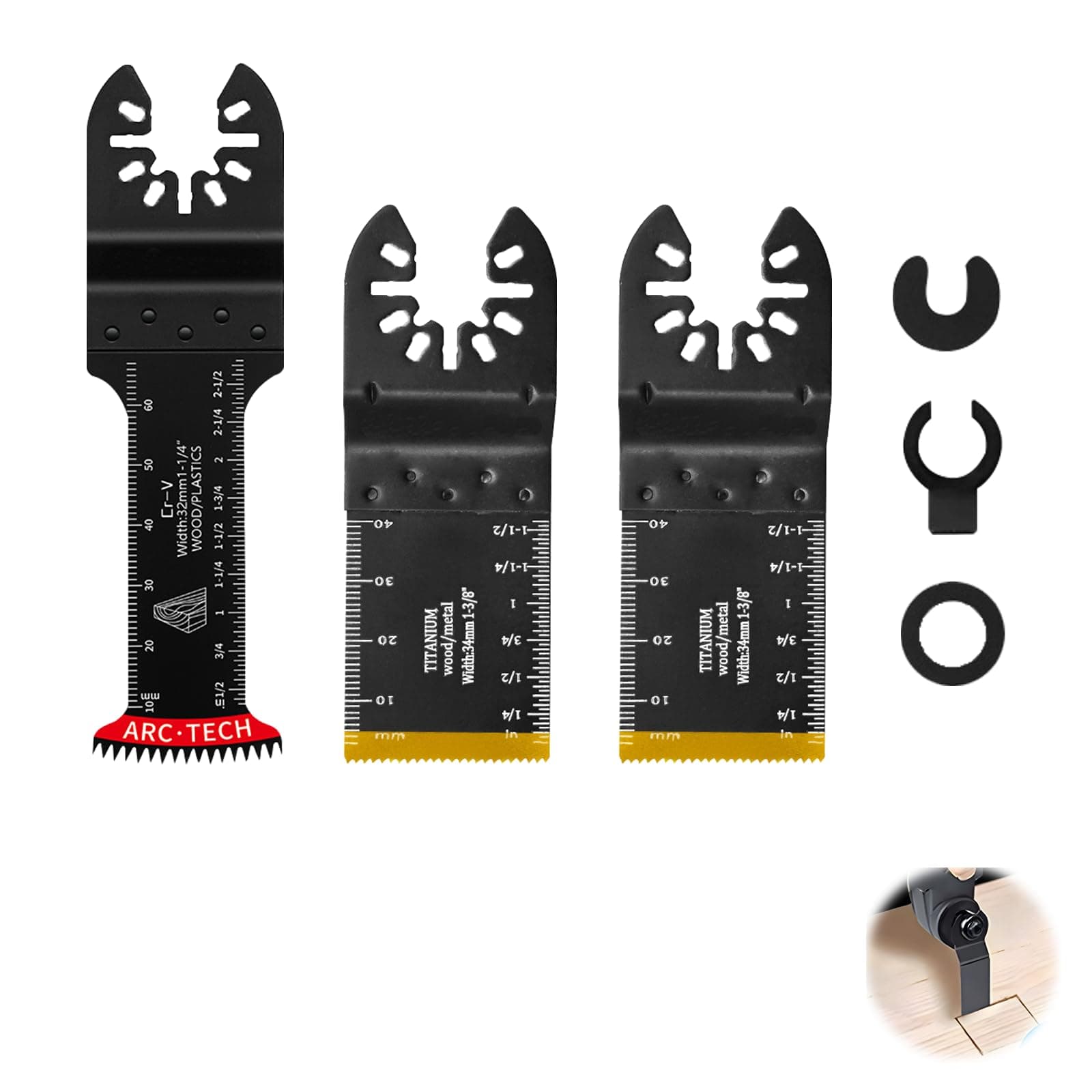 Multifonction Scie Oscillante 3Pcs Lames  Universelle Outils Accessoires Bois Métal Plastique Vis