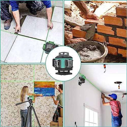 Laser Vert 4D Niveau 16 Lignes 4 x 360° 2 x Batterie Support Mural Télécommande Base Magnétique Support Rotatif