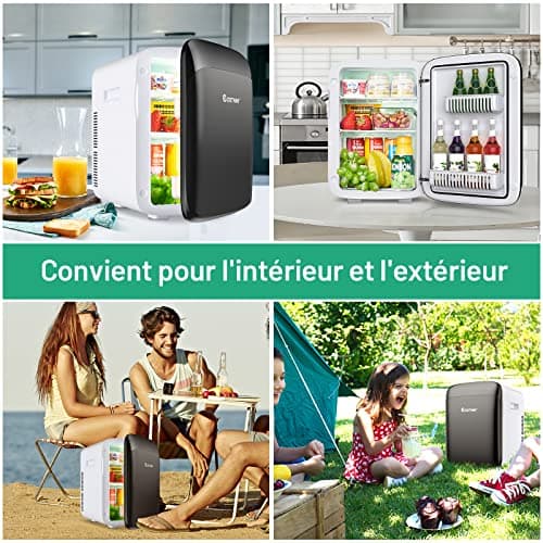 Réfrigérateur COSTWAY 15L portable, chauffant et refroidissant, pour maison et voiture (noir)