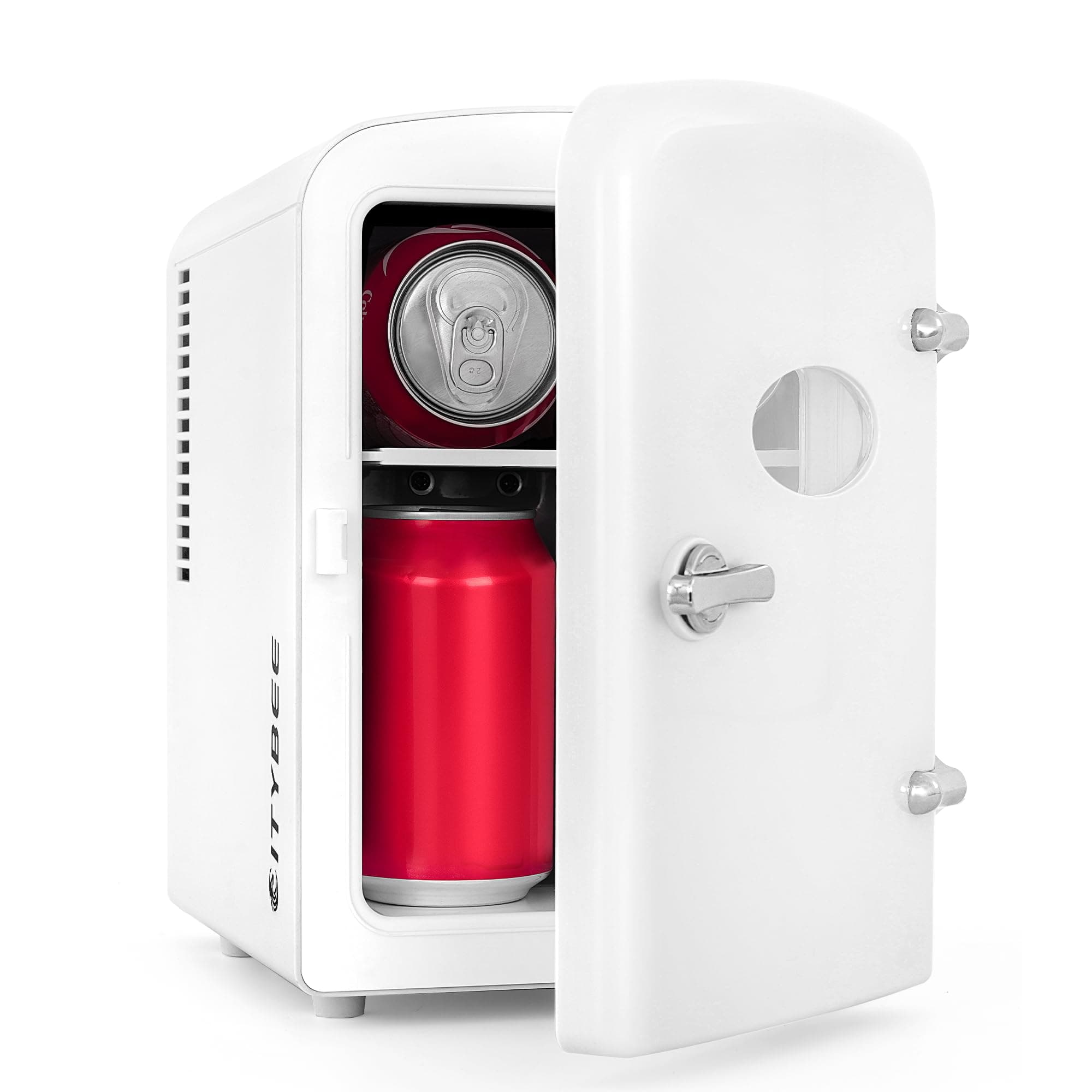 Refrigérateur Citybee Mini 4L Blanc pour Chambre/Voiture/Bureau, Silencieux 230V/12V Cosmétiques Boissons