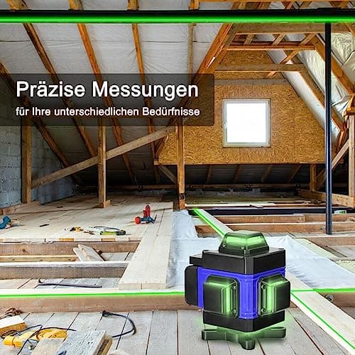 Laser à lignes croisées Hancaner autonivelant 25m, trépied 1,5m, 4 x 360°, 16 lignes, 2 batteries 2400 mAh, fixation mur