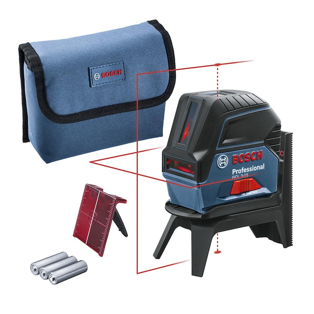 Bosch Professional laser ligne en croix GCL 2-15 rouge pour l'intérieur avec points d’aplomb et portée 15 m