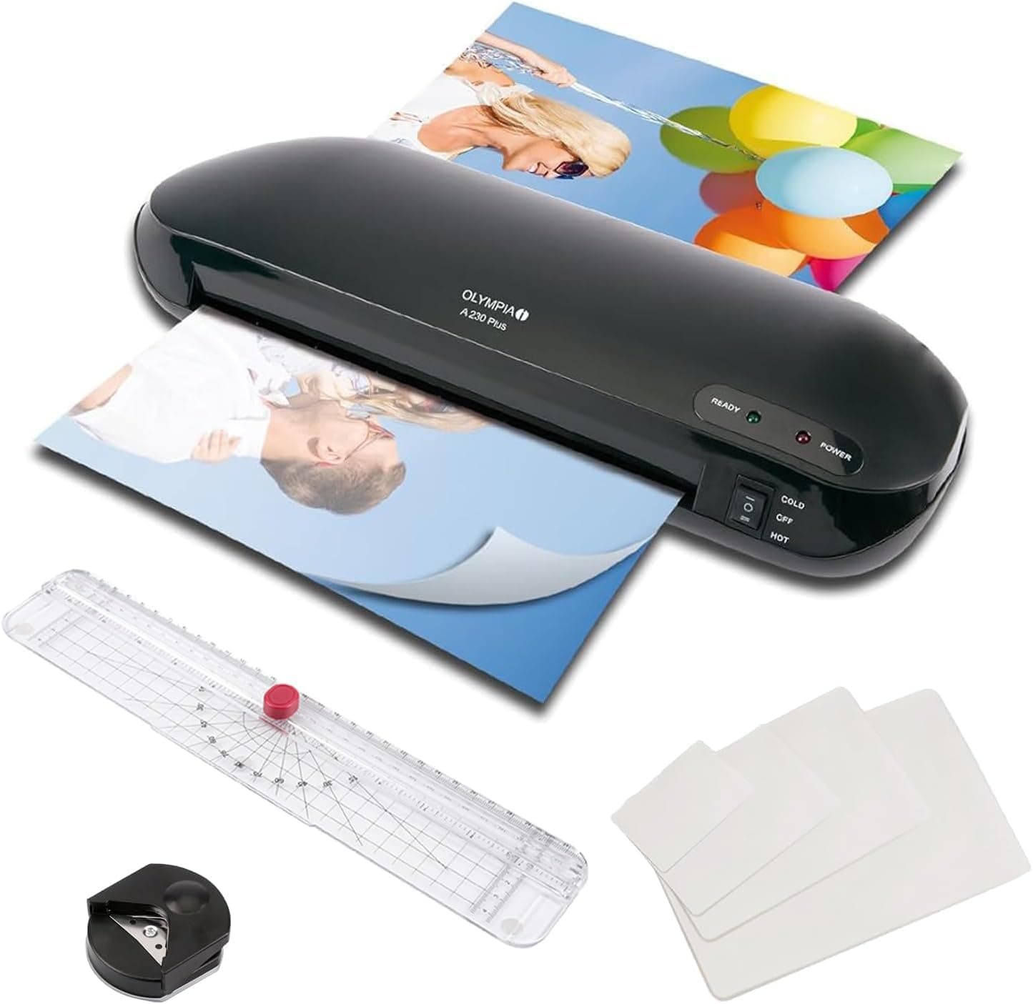 Olympia A230 Plus Set 4 en 1 Plastifieuse Noir - Élégant Design, Polyvalence, Hautement Fonctionnel - Idéal pour Maison