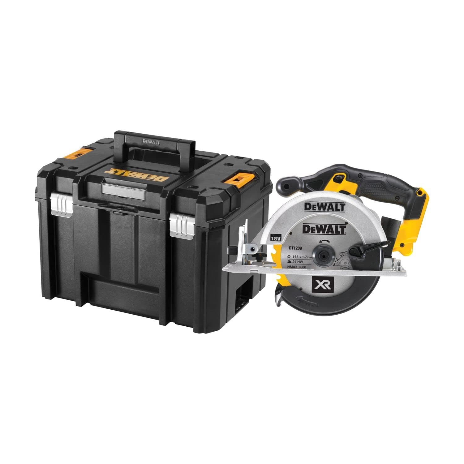 DEWALT Scie circulaire 18V sans fil DCS391NT- XJ - 3700 trs/min - lame carbure 24 dents 165 mm - inclinaison de lame 50°