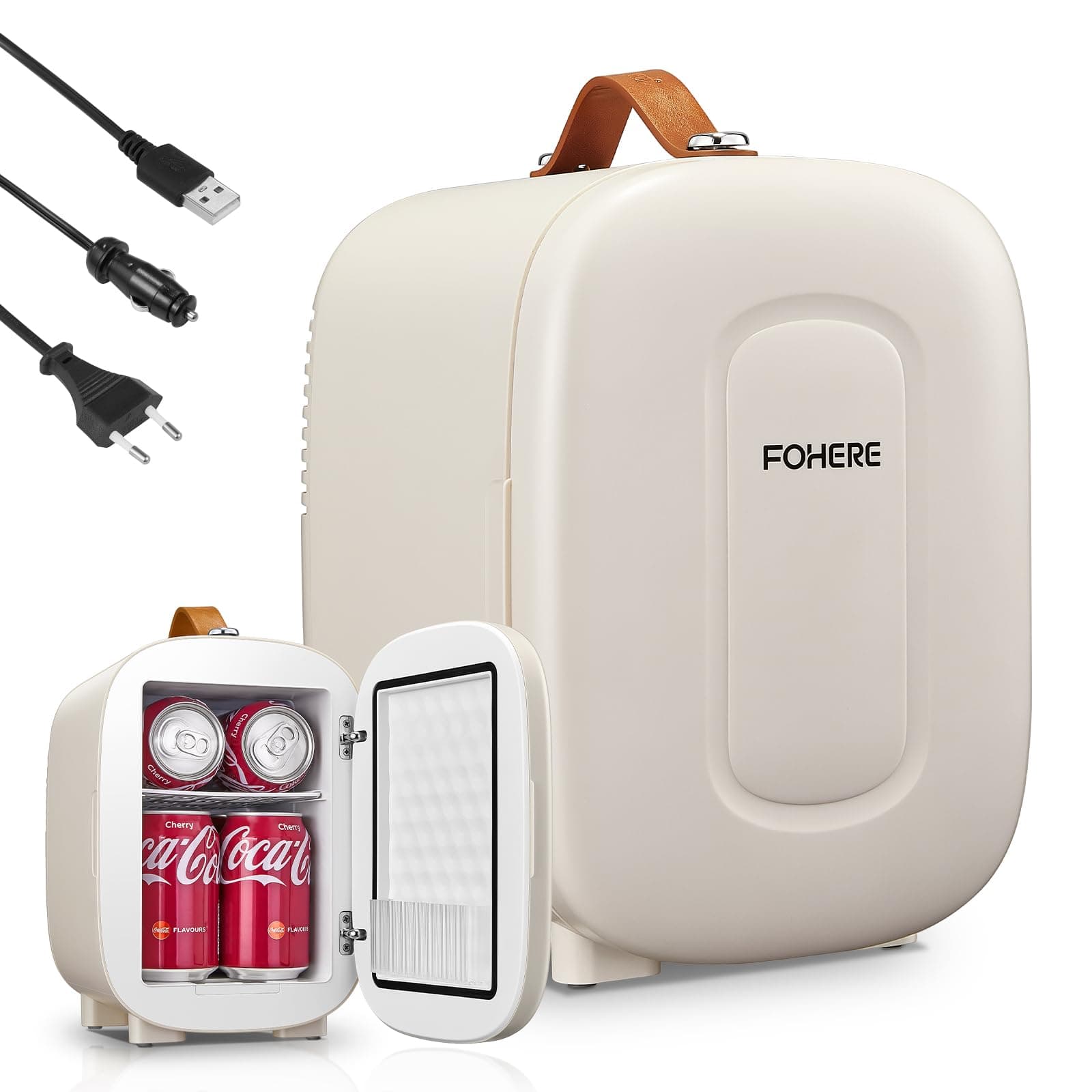 FOHERE Mini Frigo USB/CA/CC de 5 Litres pour Cosmétiques et Boissons, Bureau et Voiture, Blanc