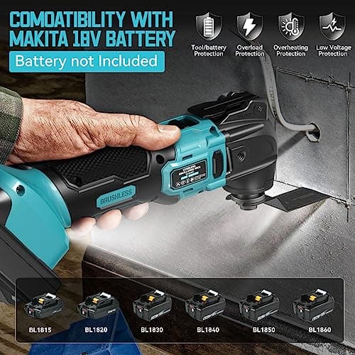 Ecarke Outil multifonction Makita 18 V Li-Ion, 6 vitesses réglables, moteur sans balais, parfait pour travaux de bricola