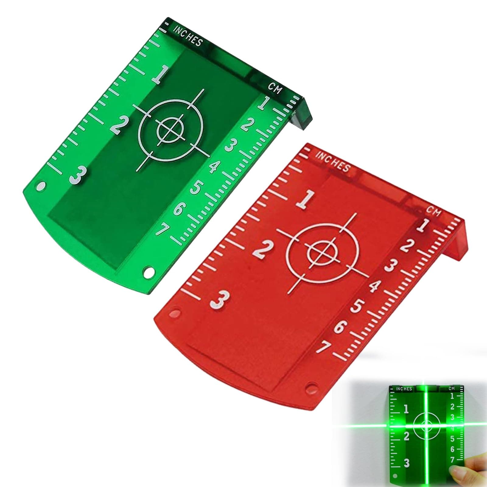 Cible Laser Magnétique 2 Pièces, Niveau Laser Et Outils De Mesure, Lignes Croisées, Pour Alignement Et Mesure (Vert et R