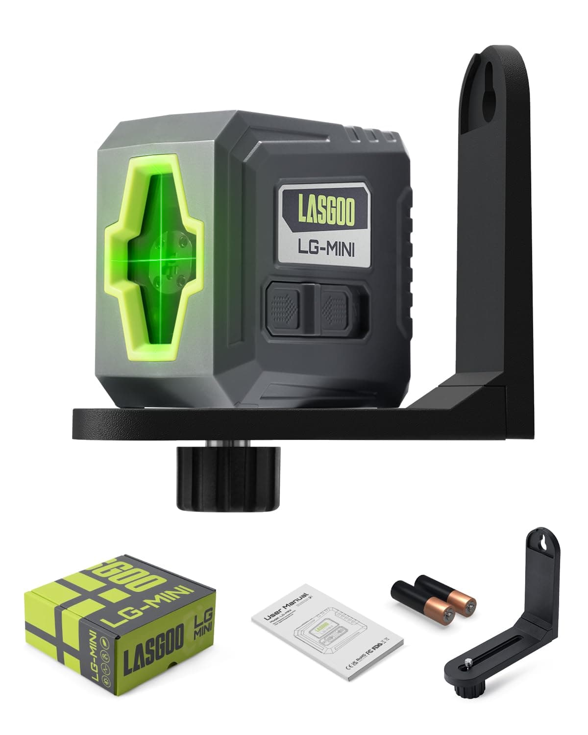 LASGOO Mini niveau laser vert automatique, conception compacte idéale pour les travaux de construction et d'installation