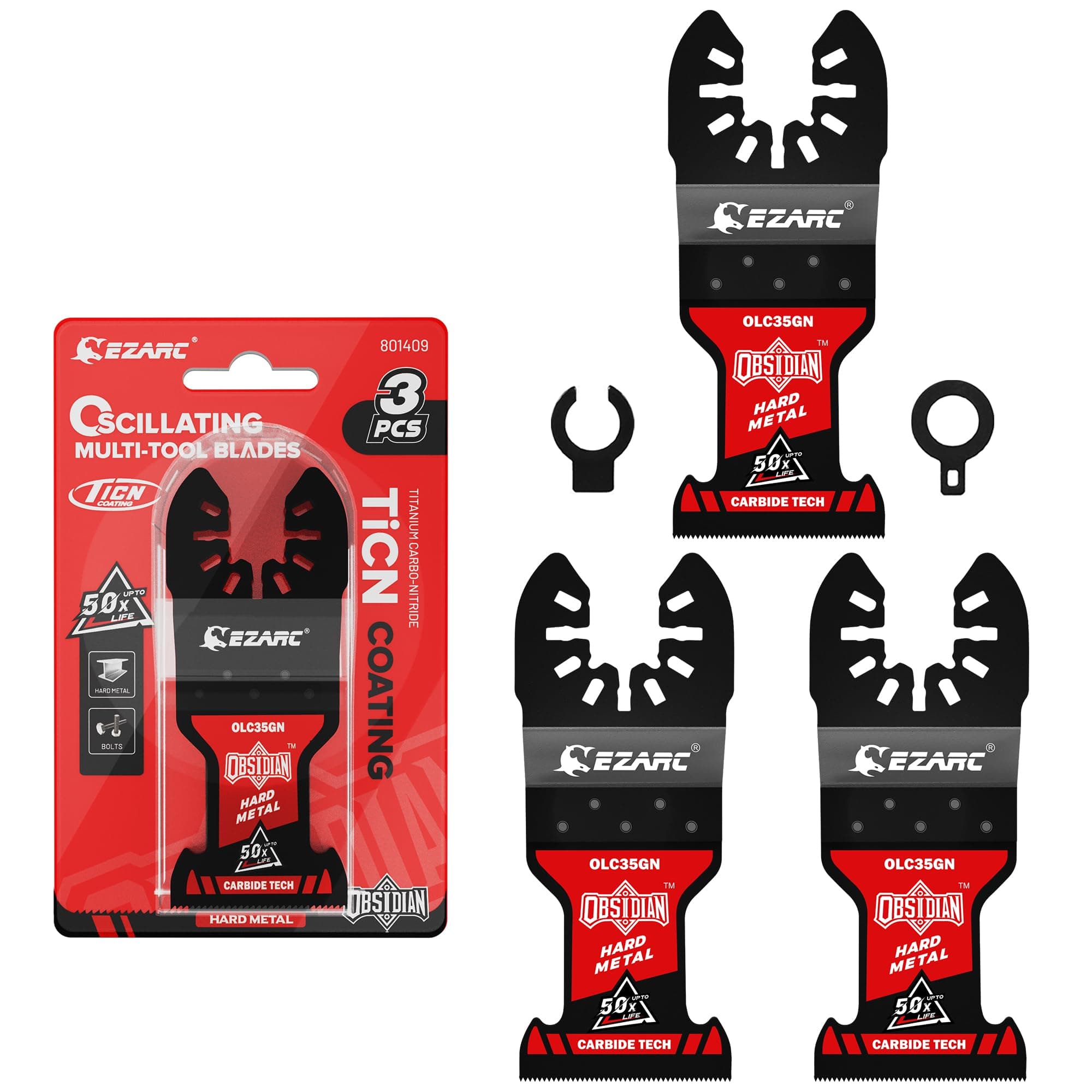 Lames de scie oscillantes en carbure d'obsidienne EZARC, multi-outils à dégagement rapide pour métal dur, clous, boulons