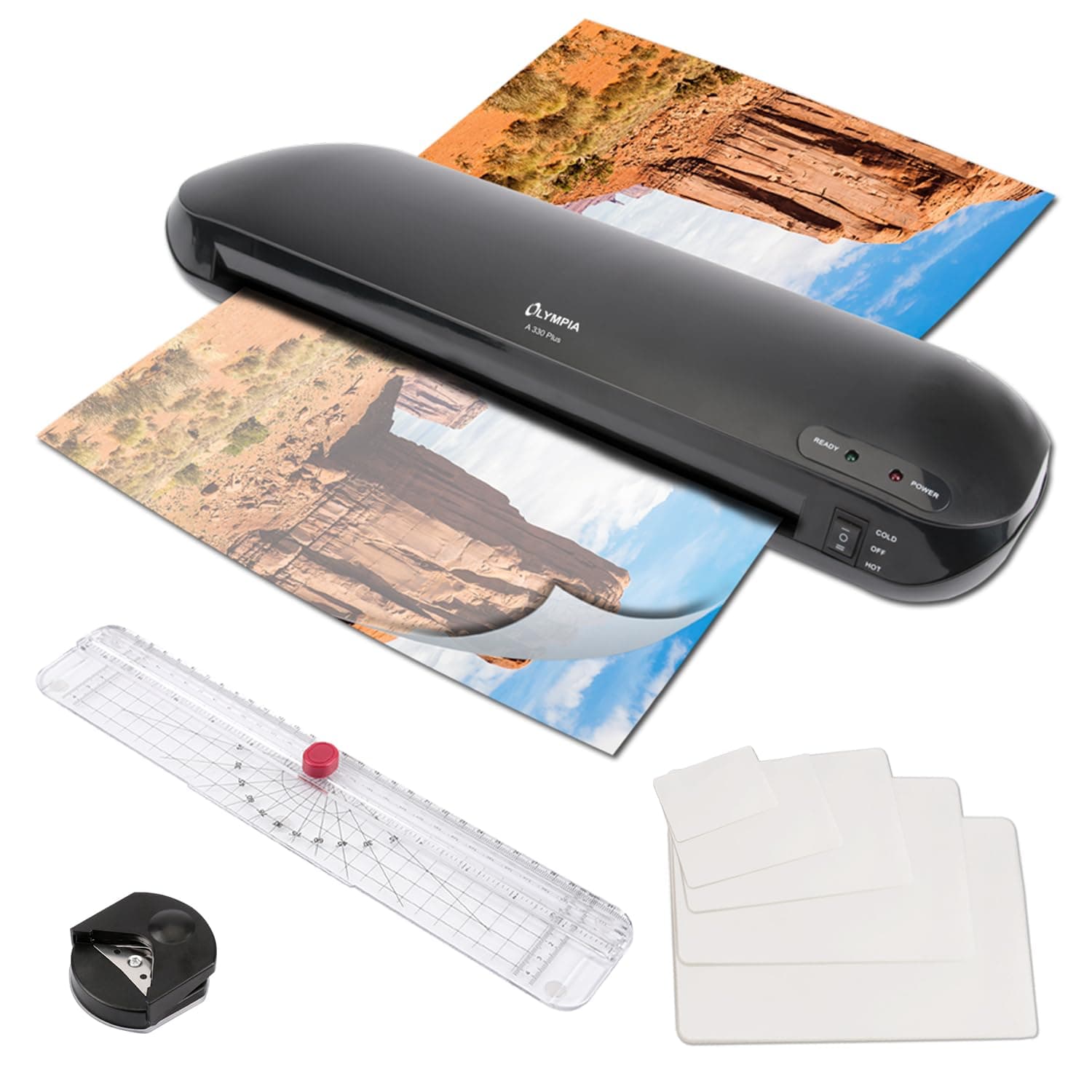 Titre SEO optimisé : Olympia A330 Plus Set 4 en 1 Plastifieuse Noir Économique et Pratique pour Maison et Bureau avec Fo