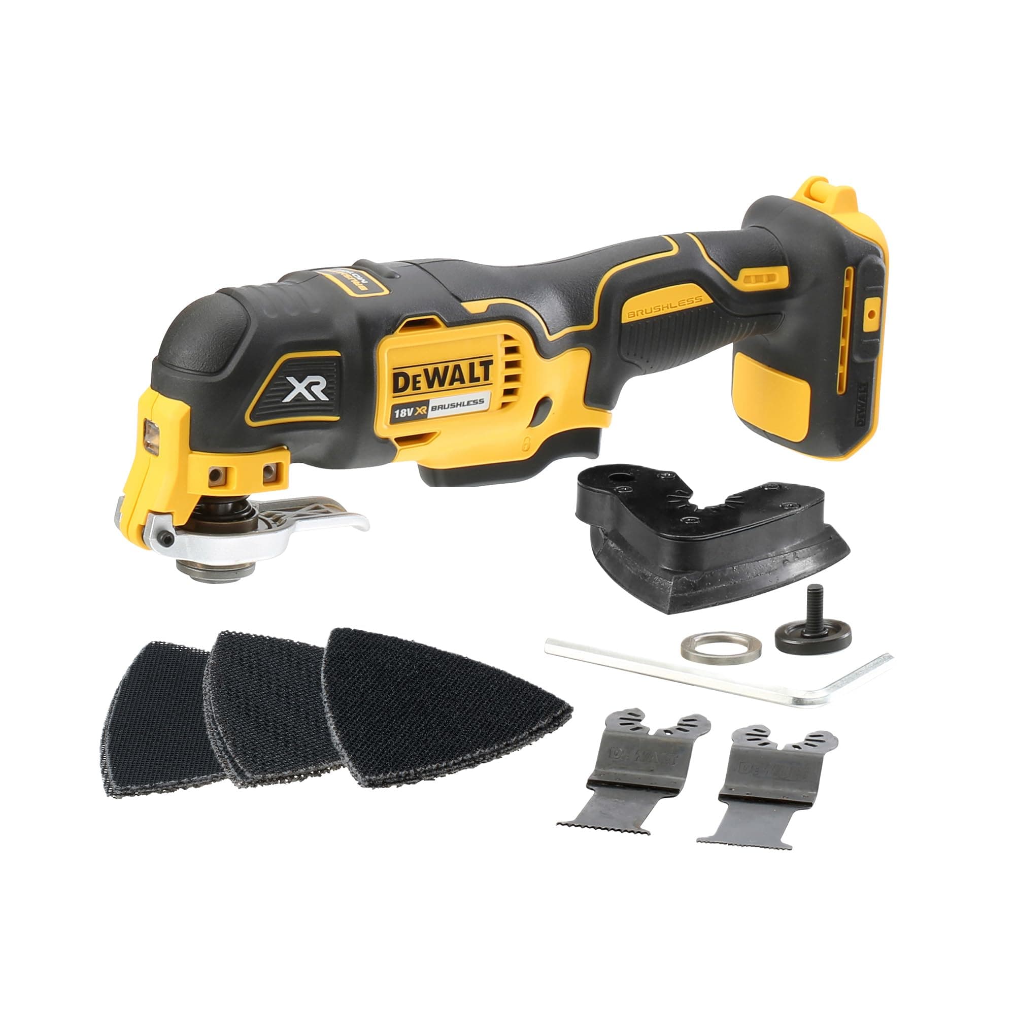 Outil multifonction DEWALT oscillant sans fil Brushless XR 18V DCS355N-XJ, kit coupe ponçage 29 pièces pour professionne