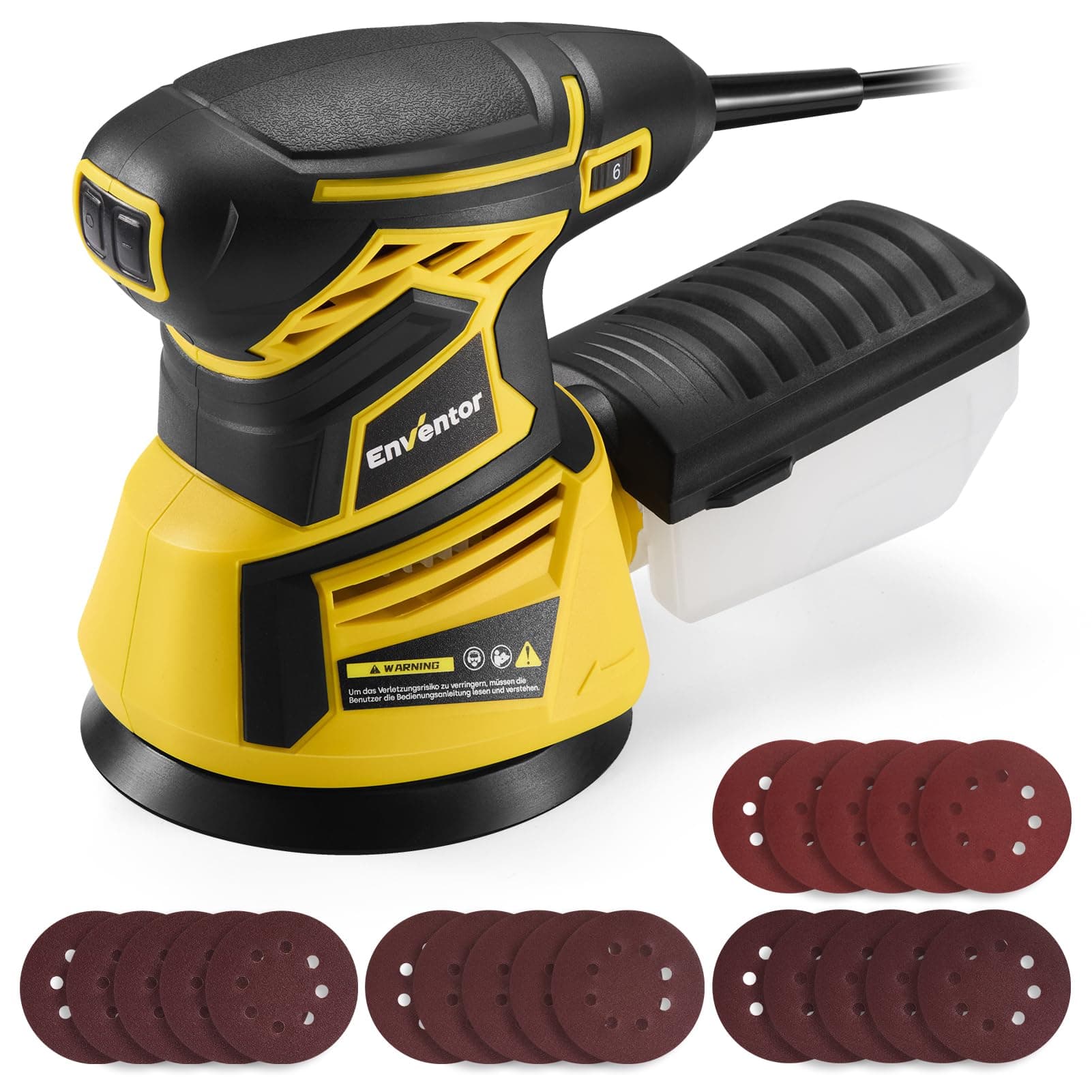 Ponceuse Excentrique Enventor 350W 13000RPM pour Bois et Acier