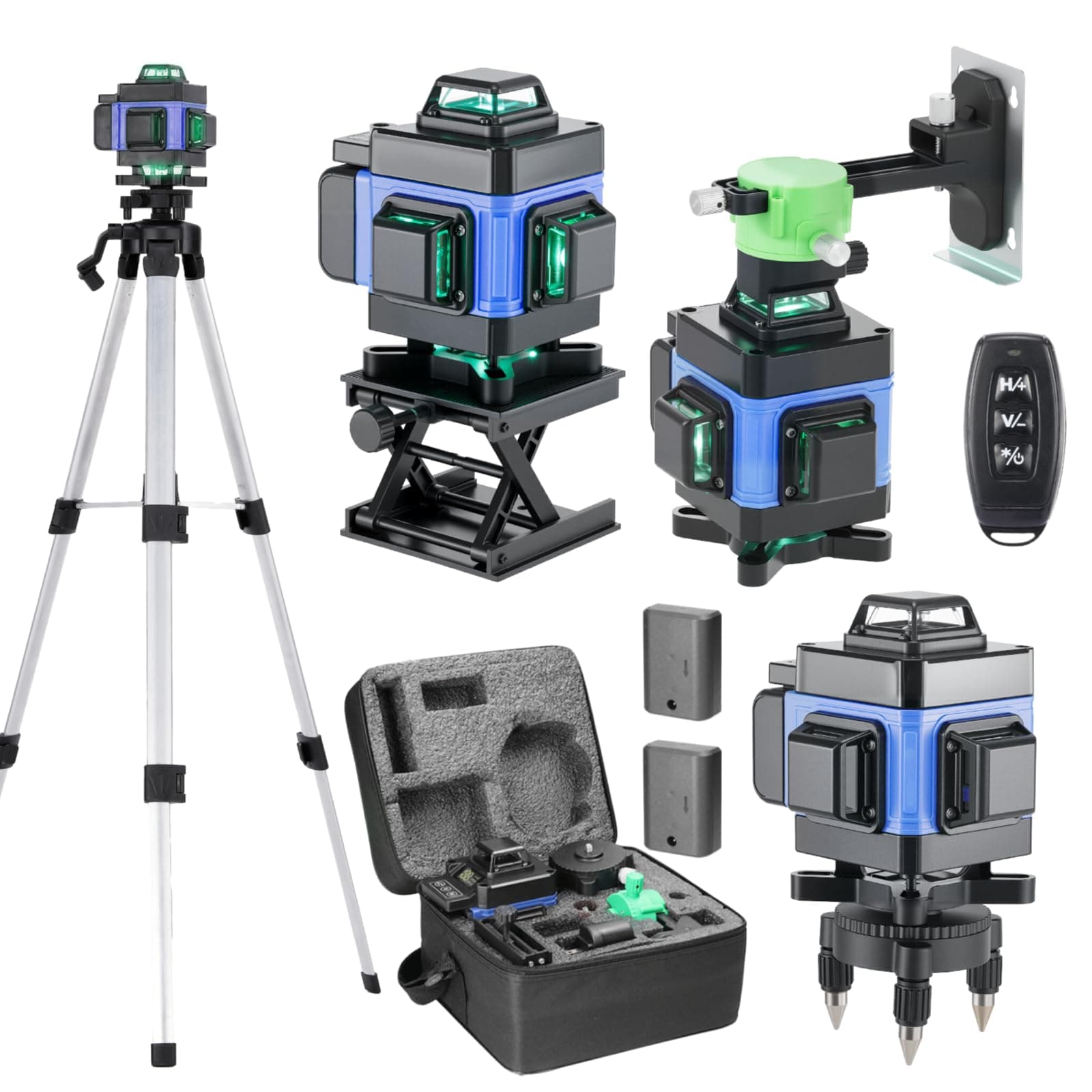 Laser Chantier Autonivelant 4d 16 Lignes Niveau Laser 360° Mode Impulsion Étanchéité IP54 pour Construction Télécommande