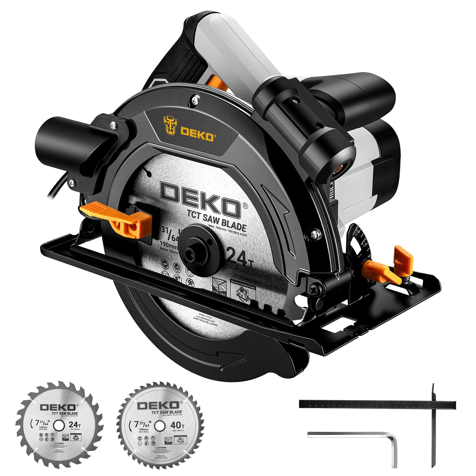 DEKOPRO Scie Circulaire 1400W Laser 190mm Bois PVC Coupe Précise