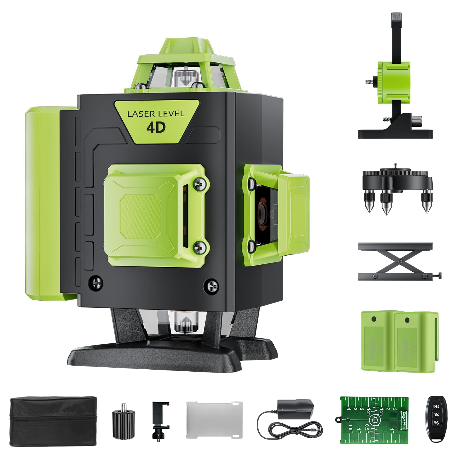 Laser Niveaux Professionnels Chantier 360° x 4, Autonivellement 4D 16 Lignes, Mode Pulsé Exterior, 2 x Batteries, Nivell