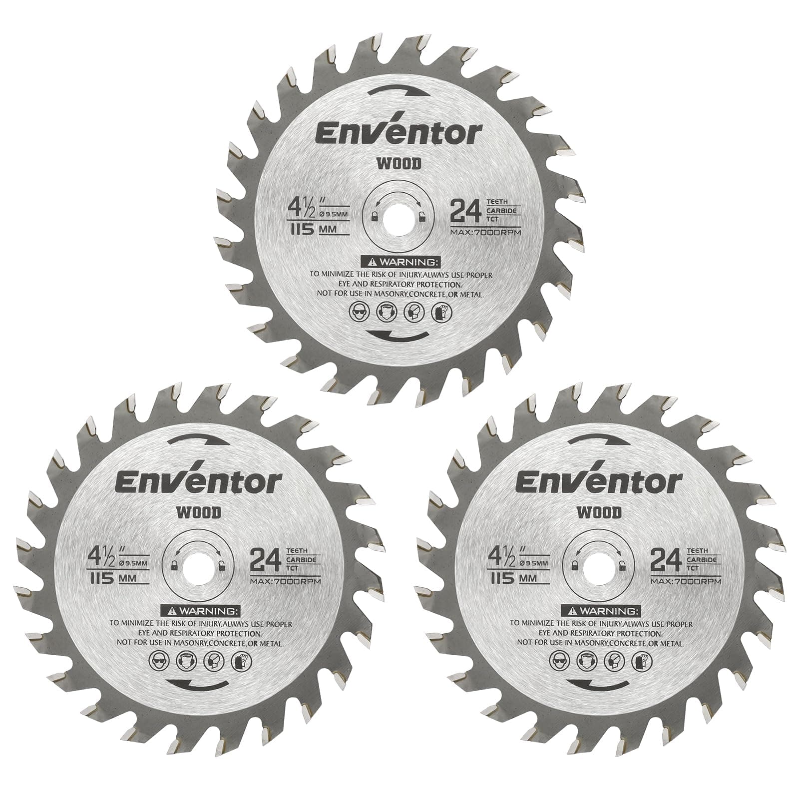 Enventor Lot de 3 Lames de Scie Circulaire TCT, pointe carbure, Lame Mini Scie Circulaire pour Bois et Matériaux Durcis,