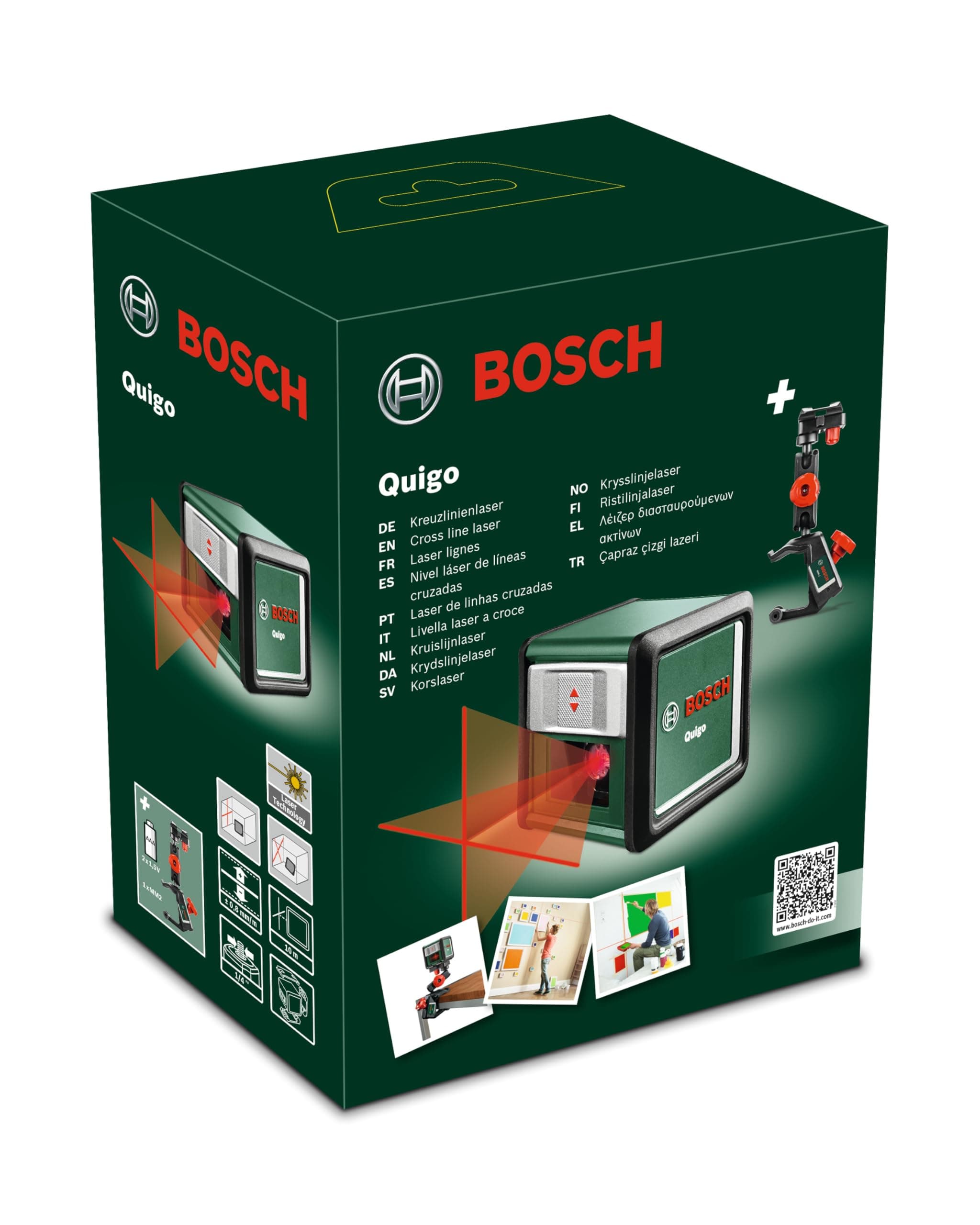 Laser Quigo de Bosch avec pince universelle MM 2 pour professionnels travaillant dans les espaces étroits