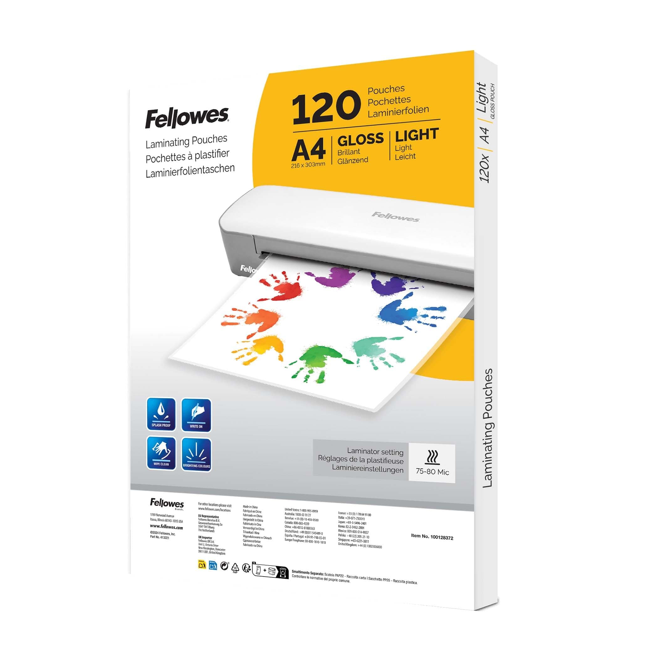 Fellowes 120 pochettes de plastification A4 brillantes, 120 pochettes - Idéales pour documents et photos - Exclusivité A