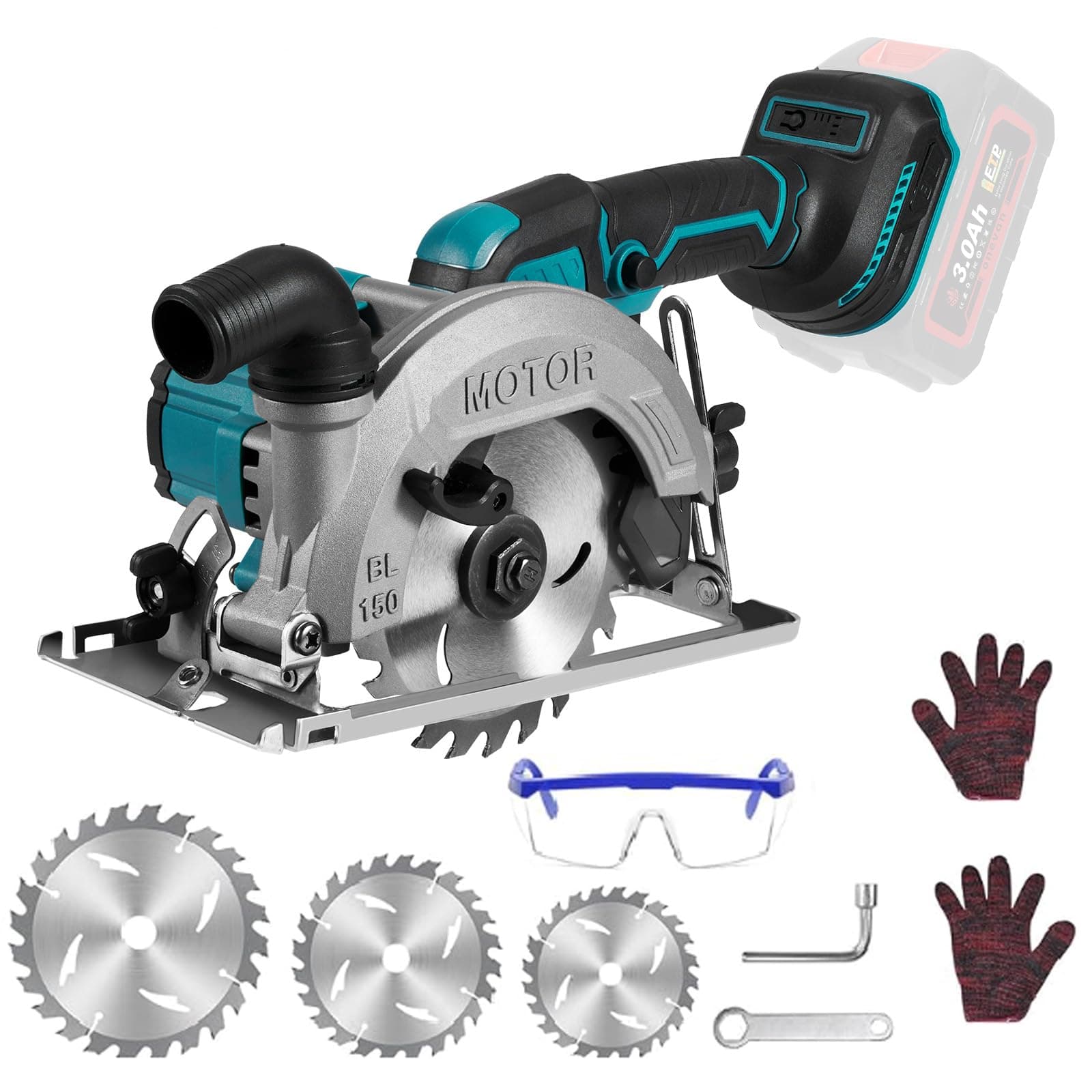 ONEVAN mini scie circulaire sans fil Makita, scie circulaire 18V pour Makita, batterie incluse pour pro (Professionnels)