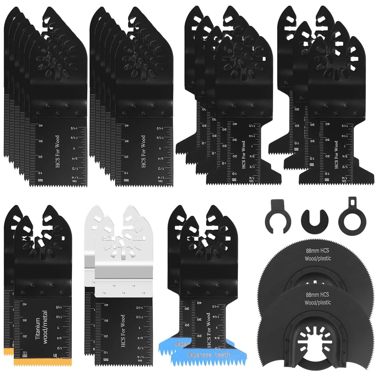 Outils Multifonction 30 Pcs Lamelles Oscillantes, Accessoires Kit Lamelles Scie,pour Fein Multimaster, Ryobi, Milwaukee,
