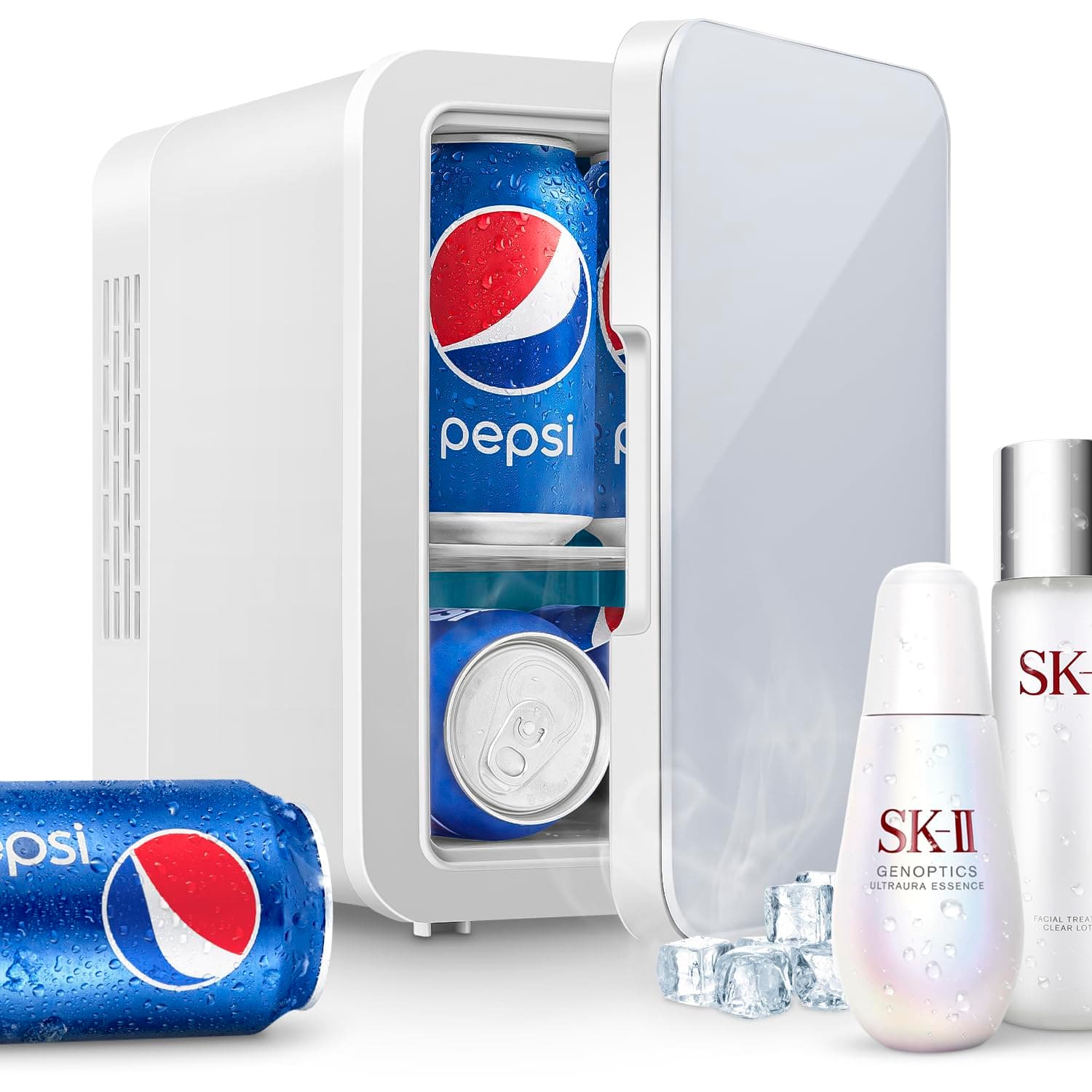 petit frigo porte vitrée 4L avec fonction multisurchauffage pour voyage, silencieux et pratique, allume-cigare et prise