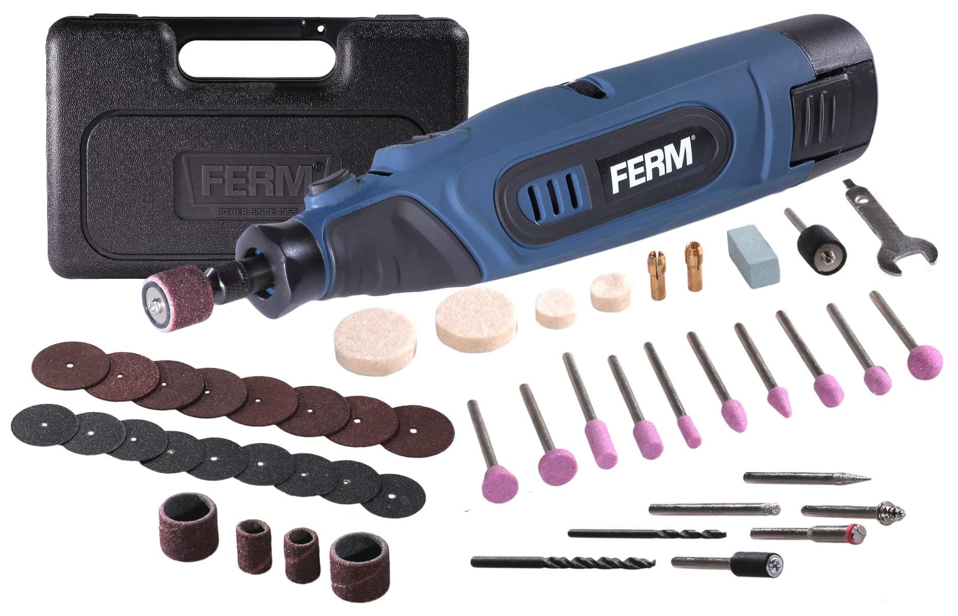 FERM Outil rotatil multifonction 12V sans fil - Batterie Li-ion, ergonomique pour travaux professionnels - Ateliers et c