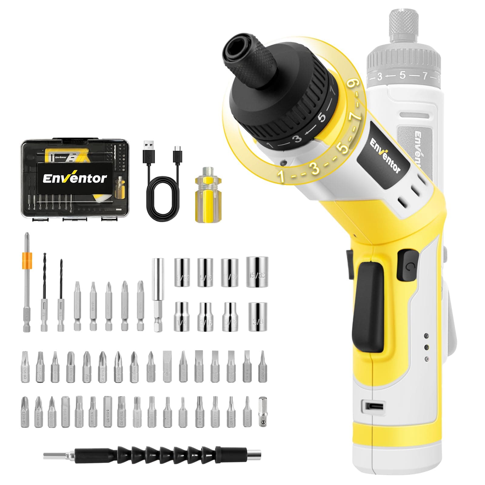 Tournevis sans fil ENVENTOR 4V pour ouvriers avec LED et batterie 2000 mAh