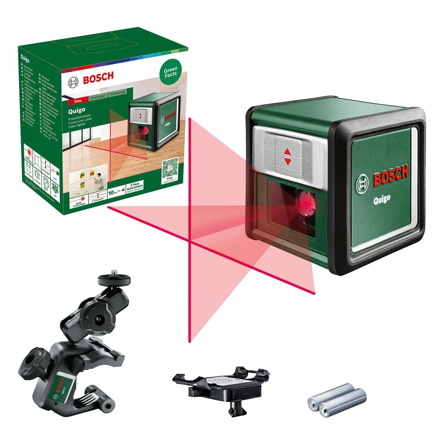 Bosch laser lignes Quigo universel MM 2 - alignement facile et précis - pour professionnels - boîte carton