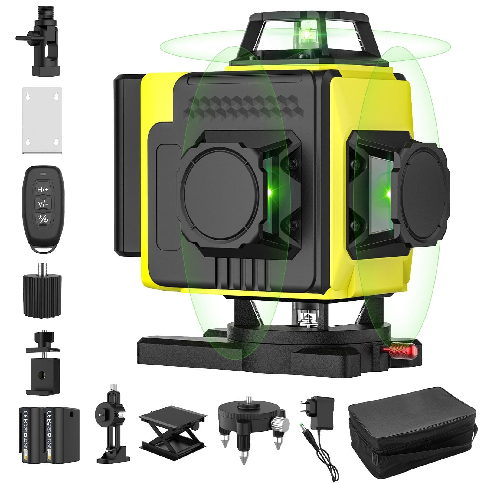 Laser autonivelant 360° Lazer Niveaux 4d 16 lignes, batterie extérieure, nivellement automatique