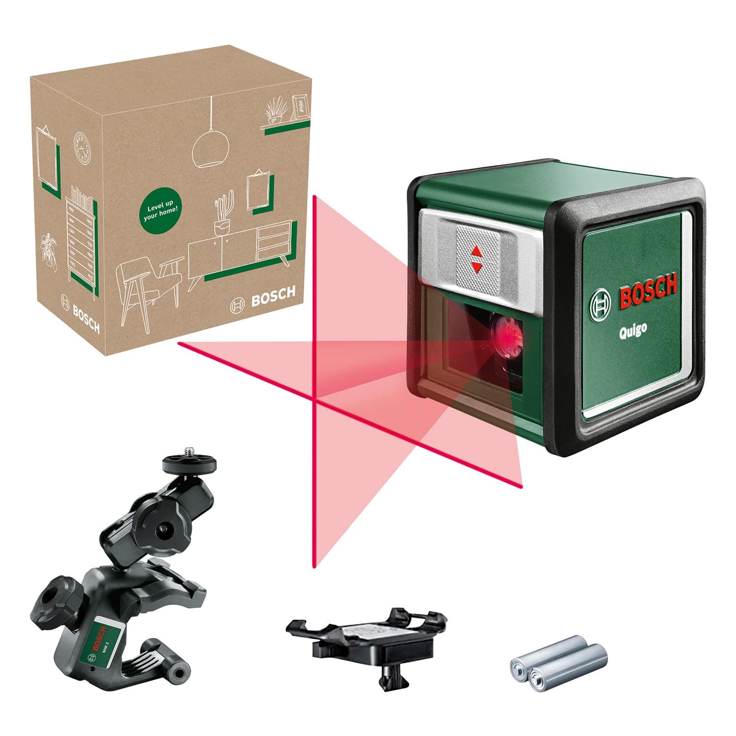 Bosch laser lignes Quigo avec pince universelle MM 2 pour travailleur professionnel en construction facilement portable