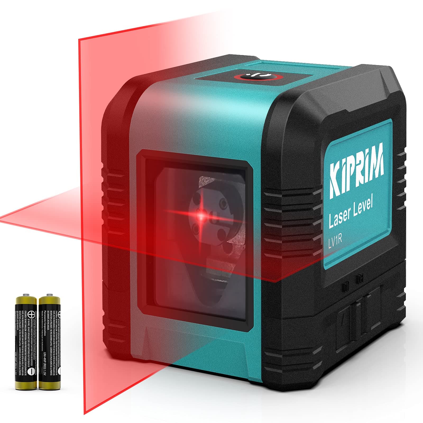 Niveau laser rouge autonivelant Kiprim LV1R laser croix 2 modes 2 lignes piles AA étui de protection IP54 intérieur_exté
