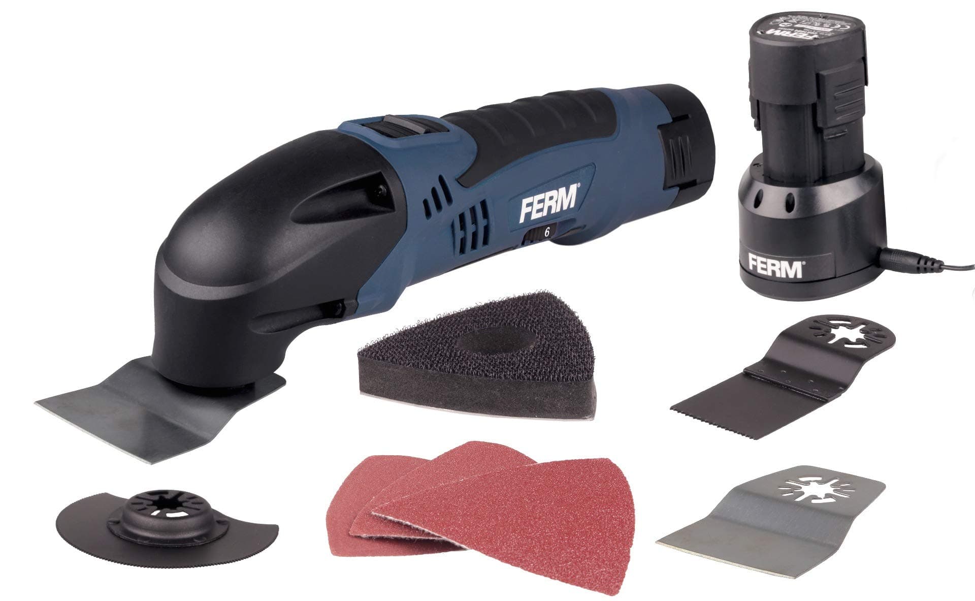 Batterie Li-Ion de Multi Tool FERM 12 V/1,5Ah Outil multifonction Oscillation Vitesse variable Coffret robuste
