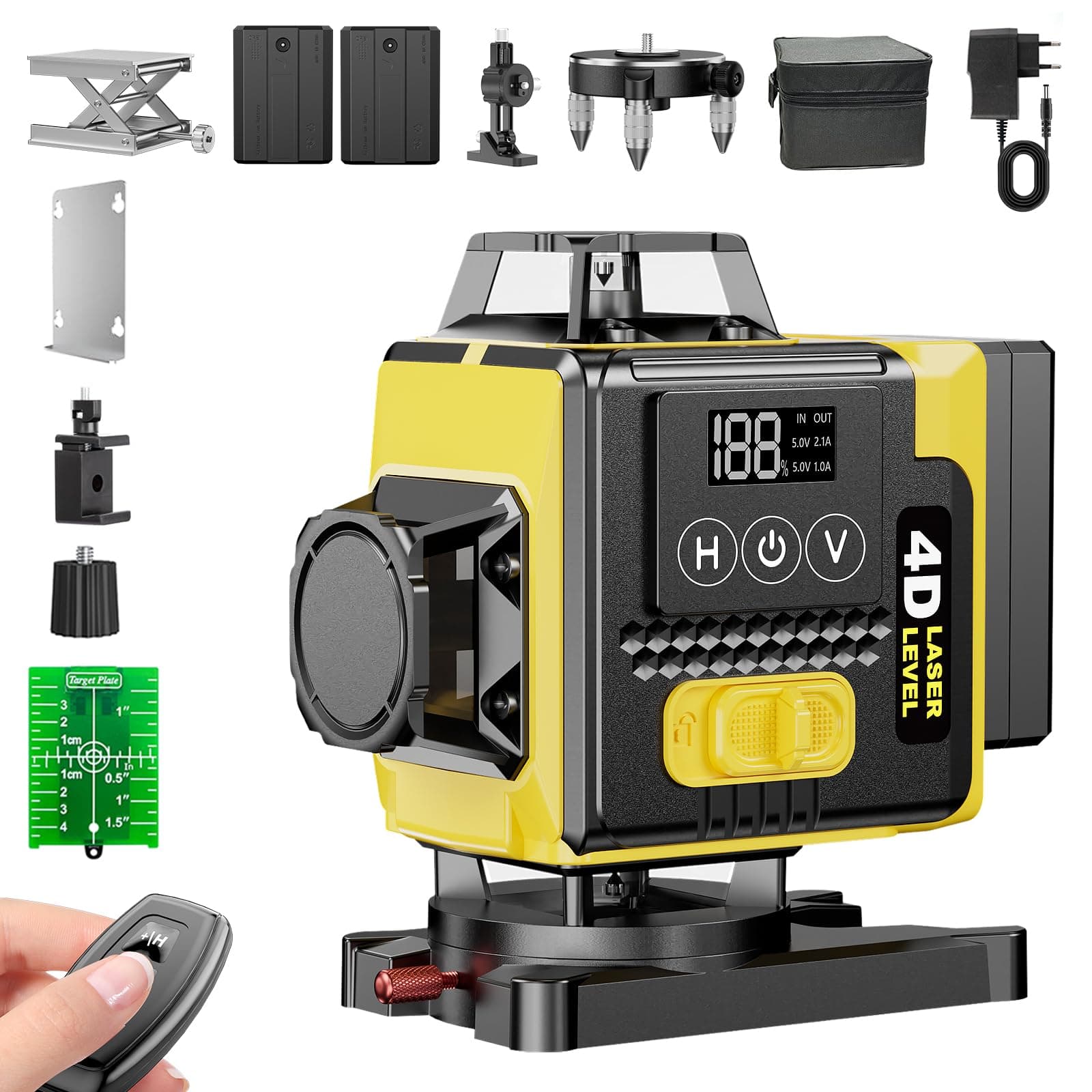 Mode Impulsion Niveau Laser 360° x 4 16 Lignes Autonivelant x USA x Professionnels x Construction y Jardinage z Offices