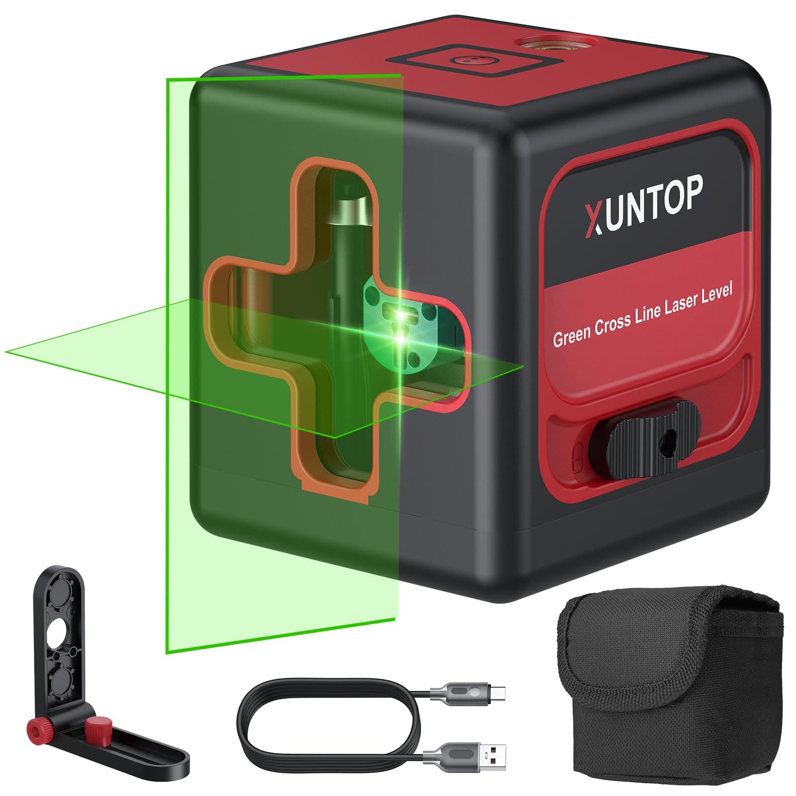 XUNTOP Traceur Laser Rechargeable Outil de Marquage ±1.5mmIP54 USB-C Ouvrier Bricolage