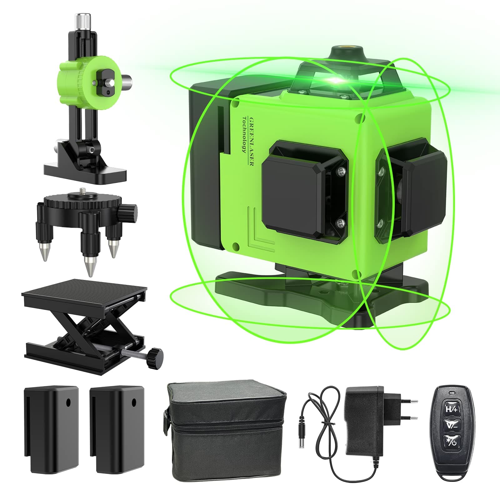Niveau Laser 360°x 4 Autonivelant - Chantier à Ligne Croisée Verticale et Horizontale 3D - IP54