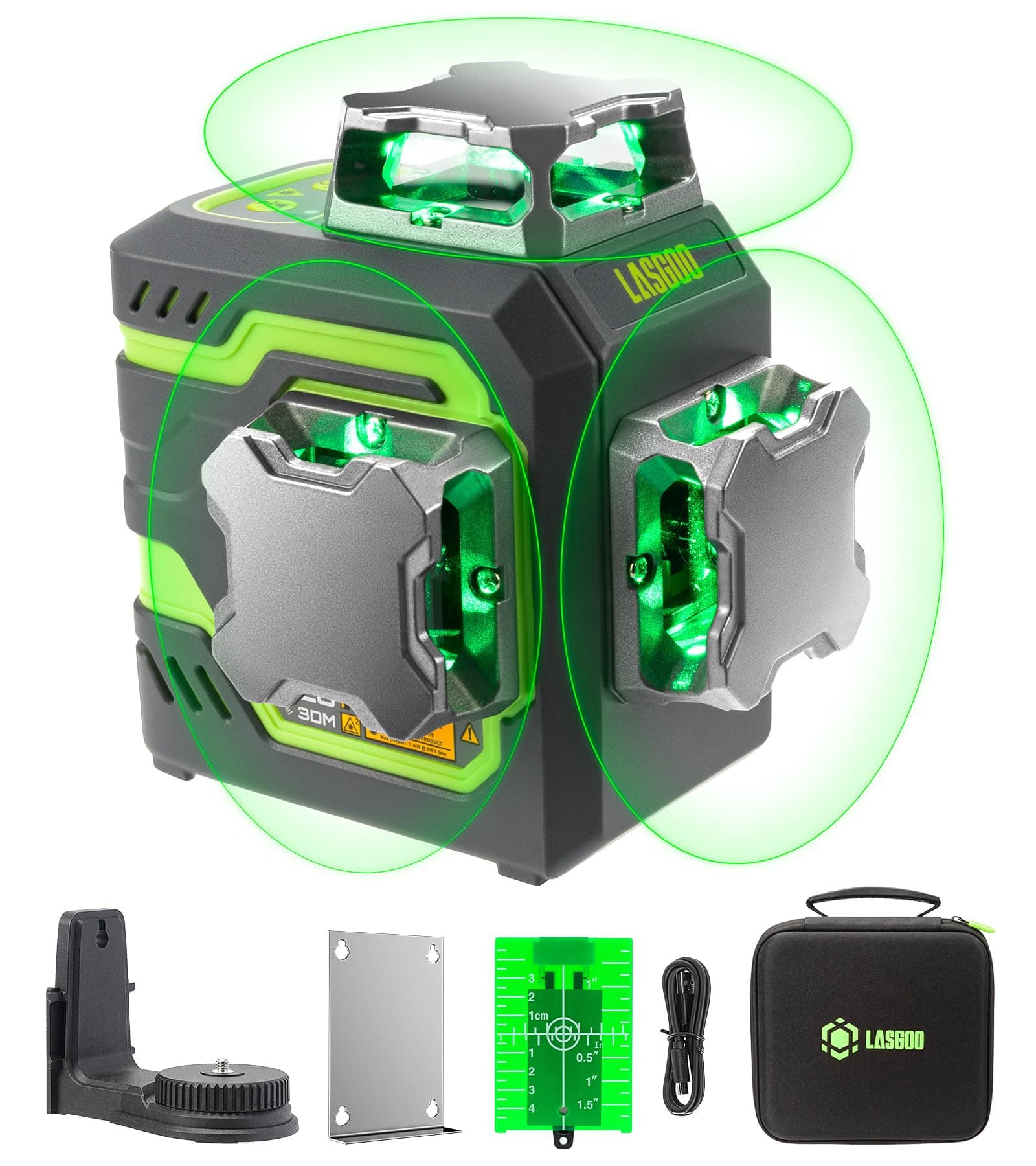 LasGoo LG-3DM niveau laser laser à croix 3x360° pour la construction et l'accrochage d'images|batterie rechargeable 5200